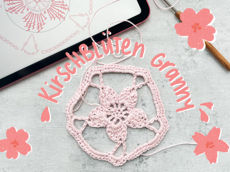 einfache Anleitung für ein Kirschblüten Granny Square